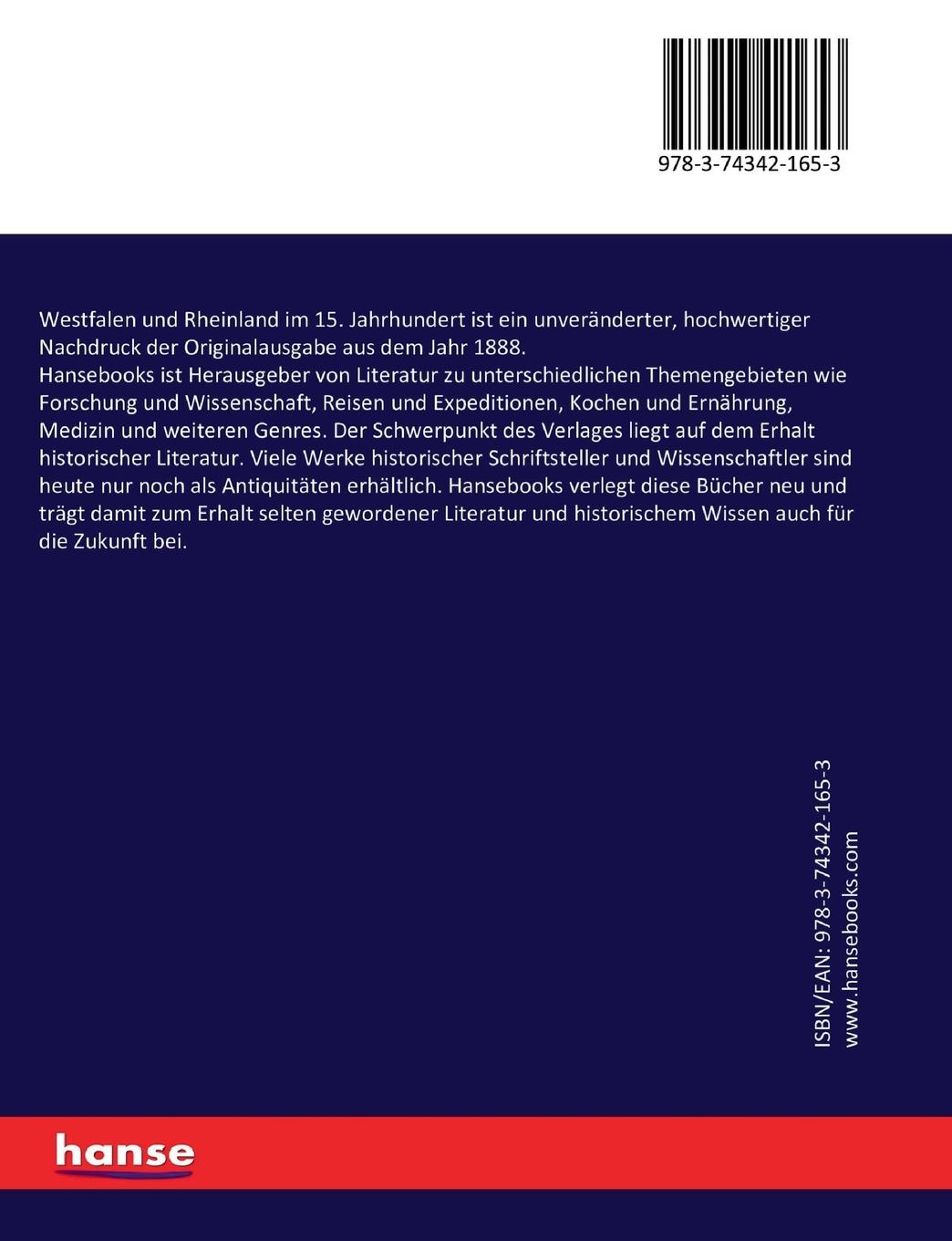 Rückseitencover Westfalen und Rheinland im 15. Jahrhundert