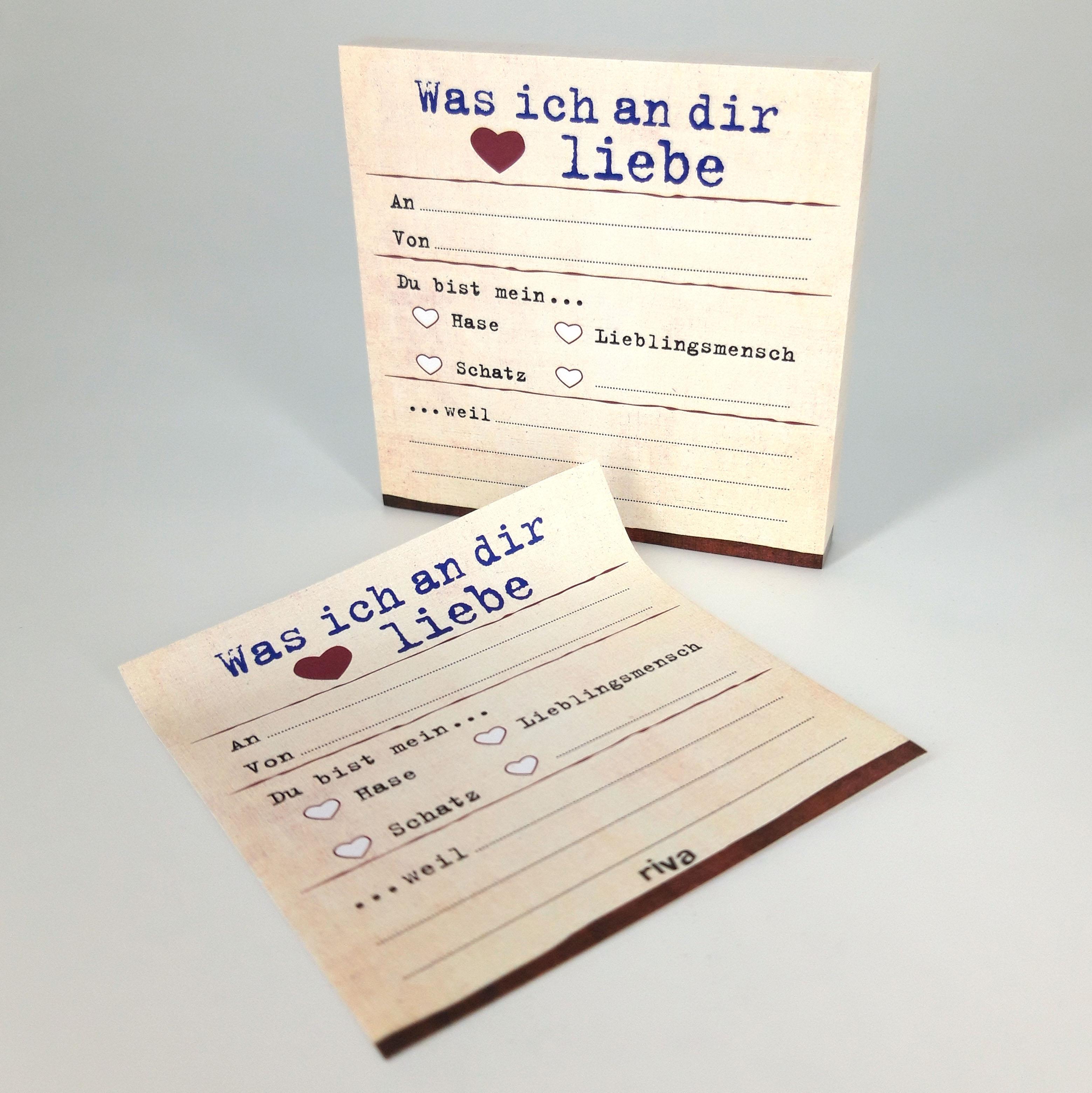 Beispielinhalt (Bild) Was ich an dir liebe - Klebezettel