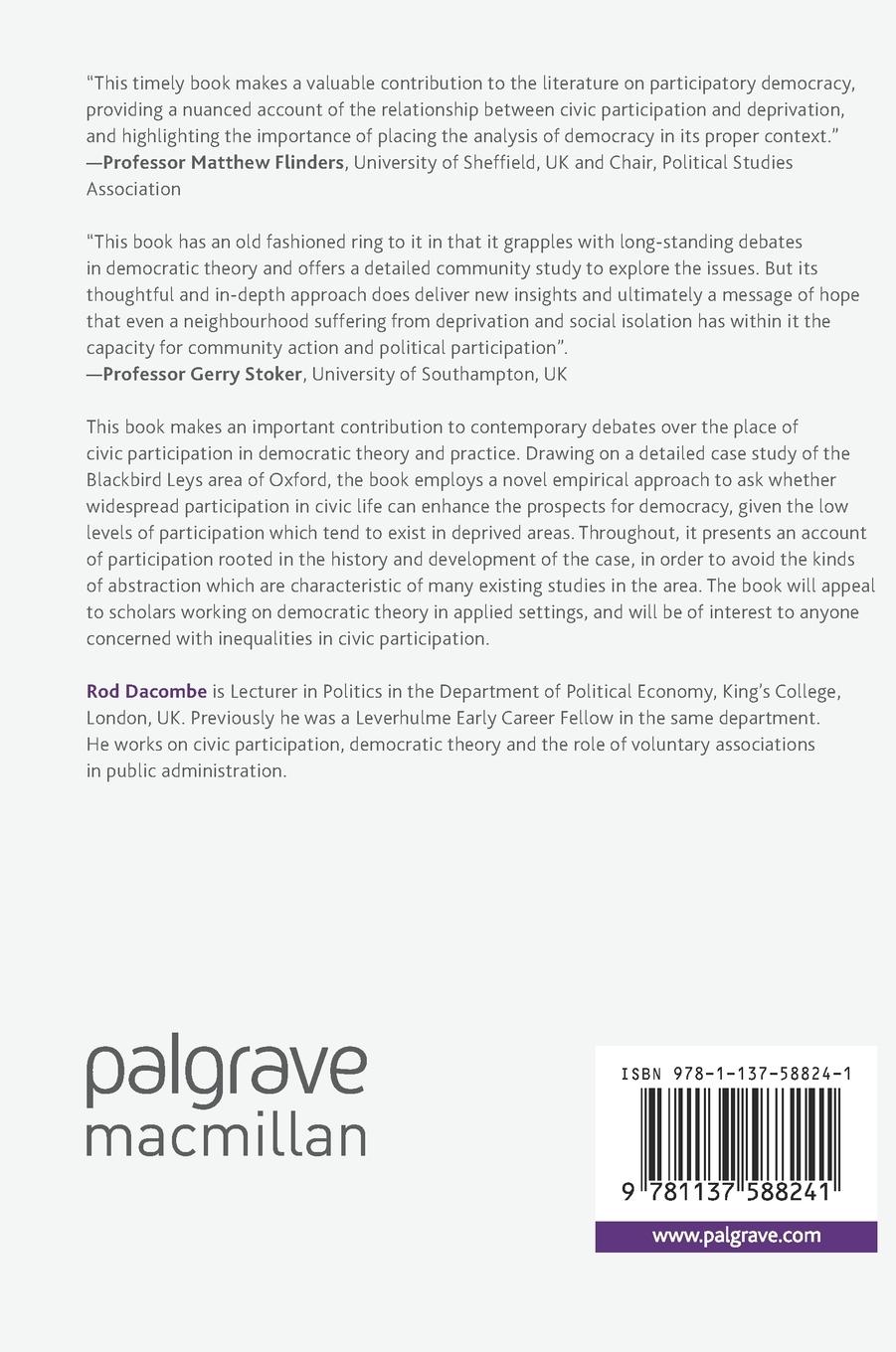Rückseitencover Rethinking Civic Participation in Democratic Theory and Practice