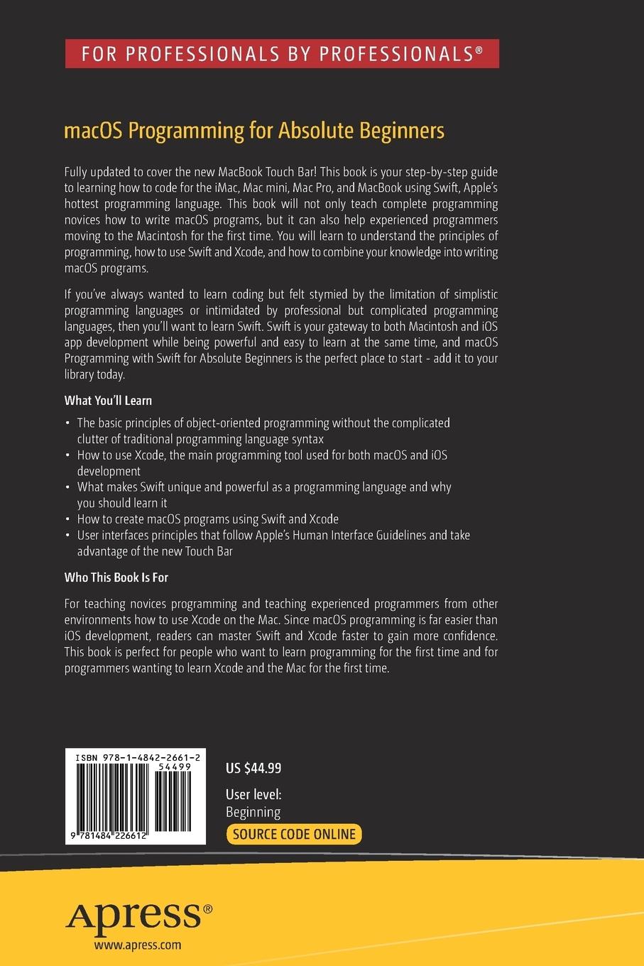 Rückseitencover macOS Programming for Absolute Beginners