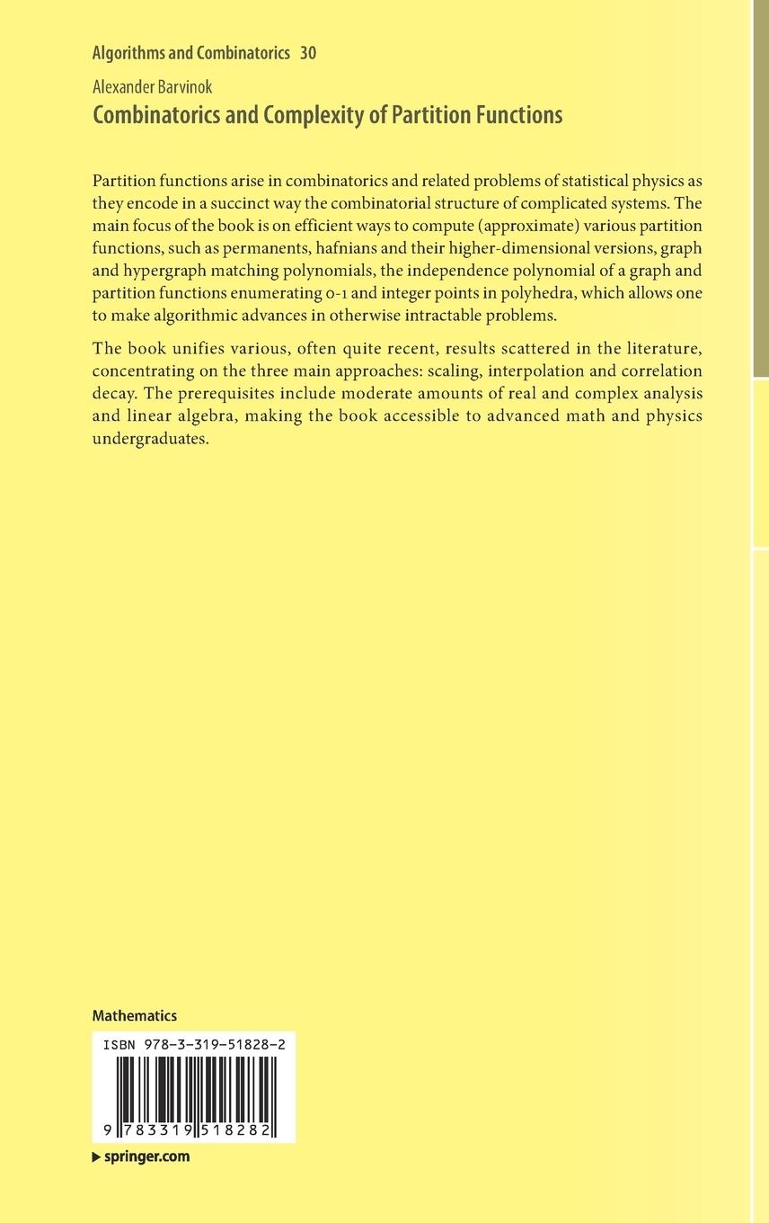 Rückseitencover Combinatorics and Complexity of Partition Functions