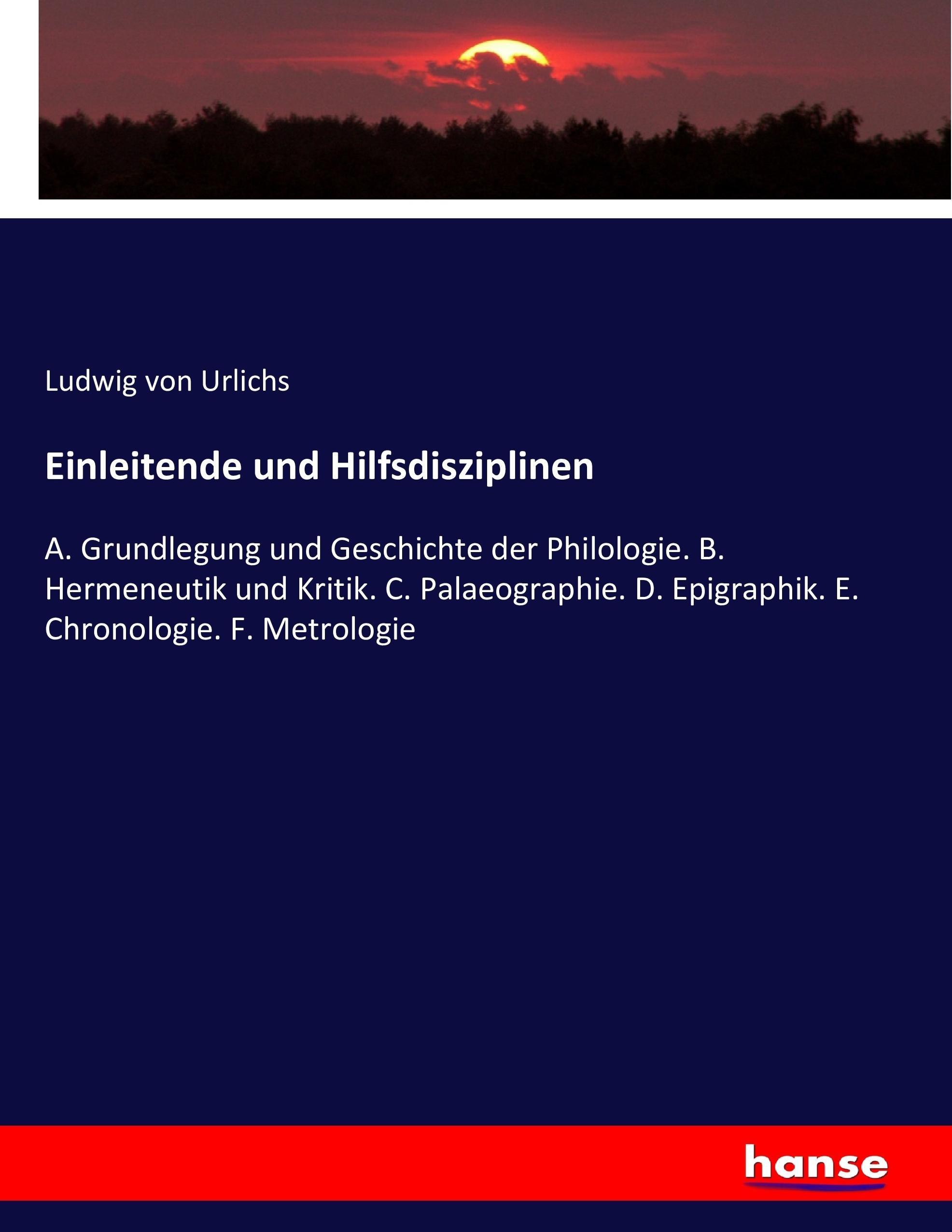 Vorderes Coverbild Einleitende und Hilfsdisziplinen