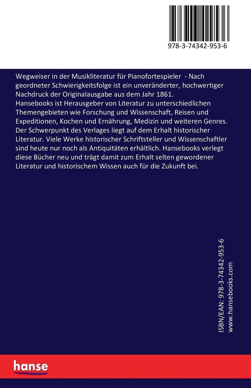 Rückseitencover Wegweiser in der Musikliteratur für Pianofortespieler