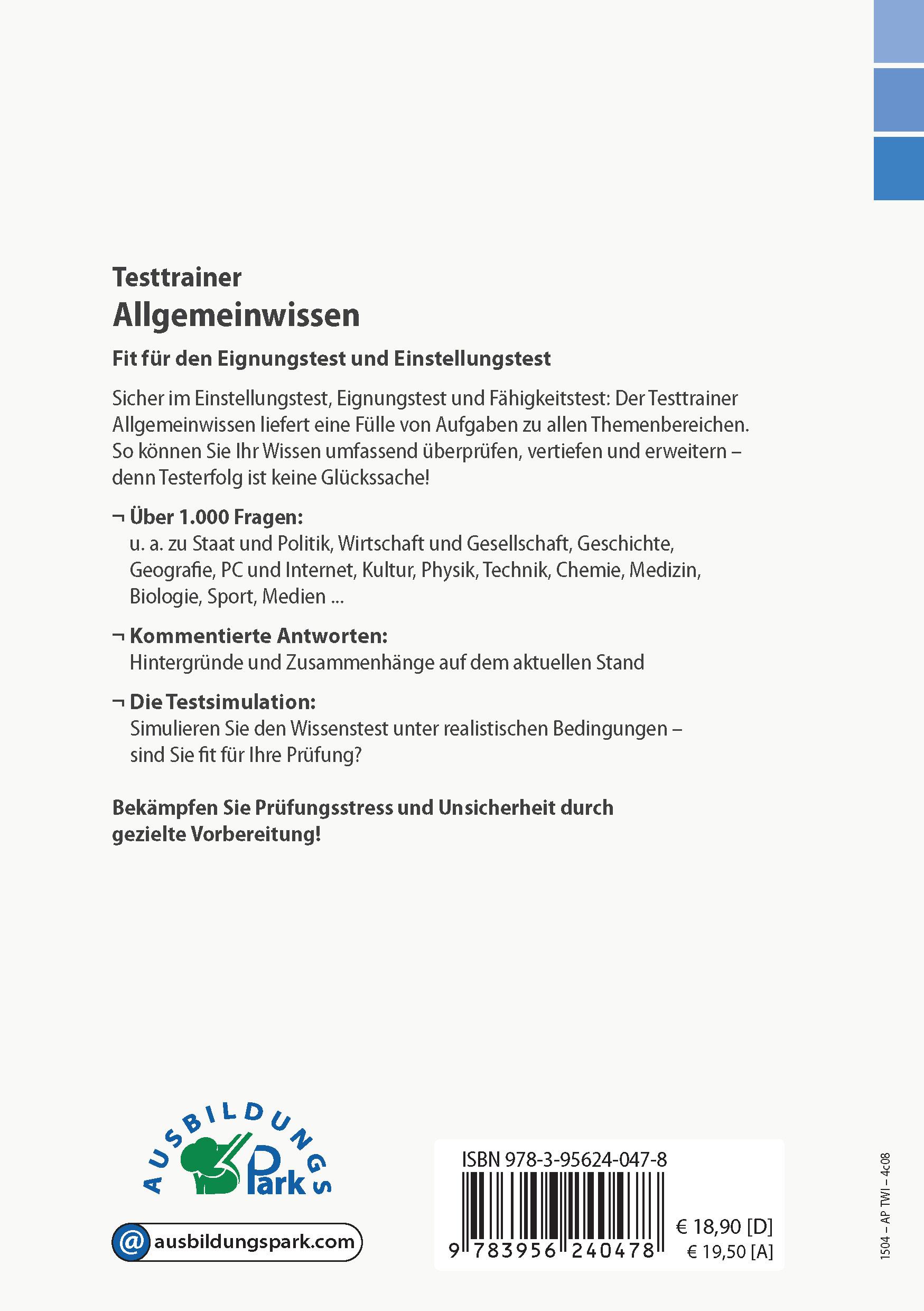 Rückseitencover Testtrainer Allgemeinwissen