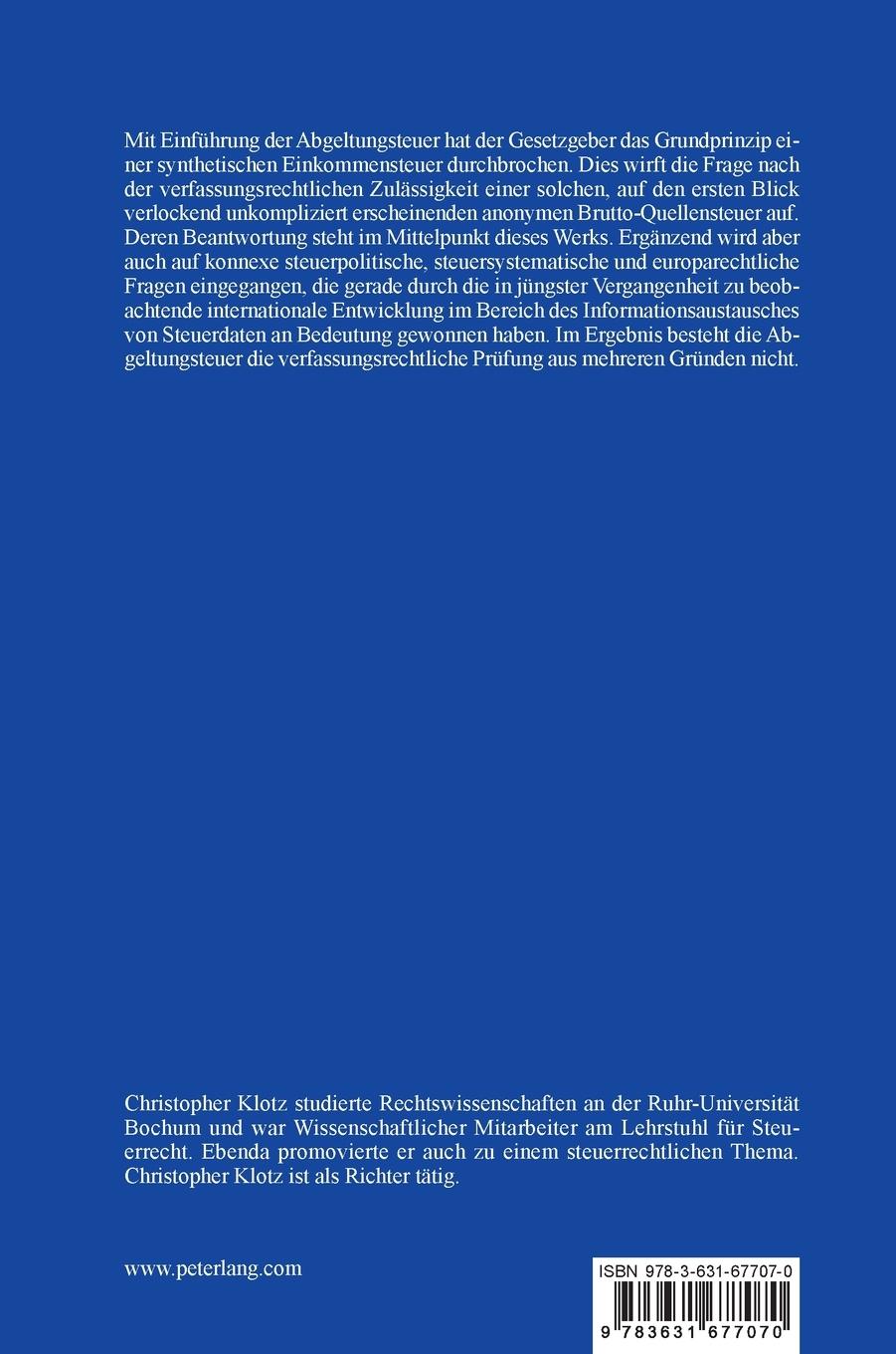 Rückseitencover Die Abgeltungssteuer
