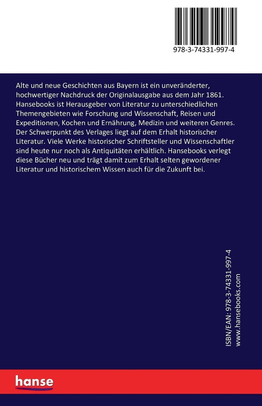 Rückseitencover Alte und neue Geschichten aus Bayern