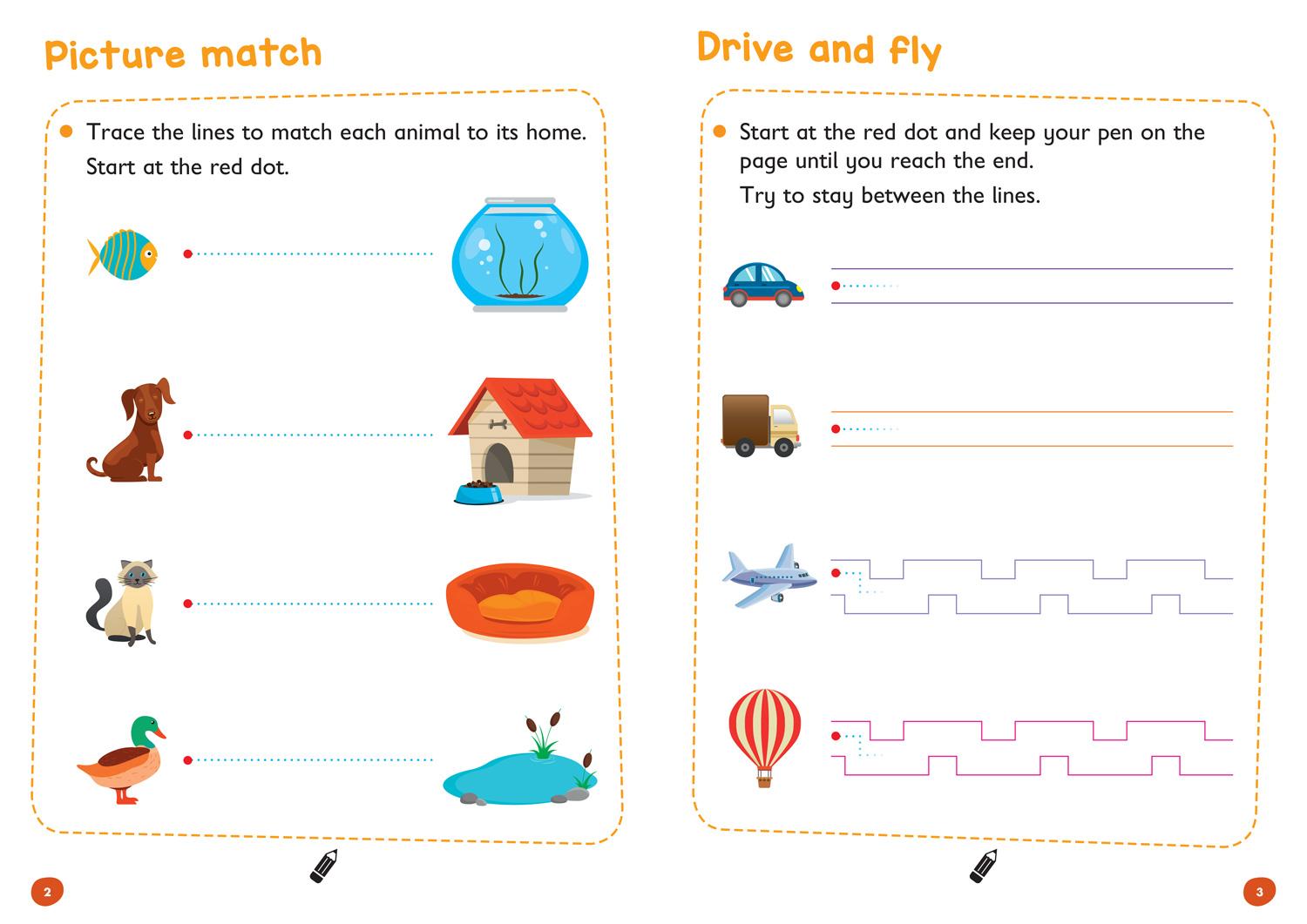 Beispielinhalt (Bild) Pen Control Age 3-5 Wipe Clean Activity Book