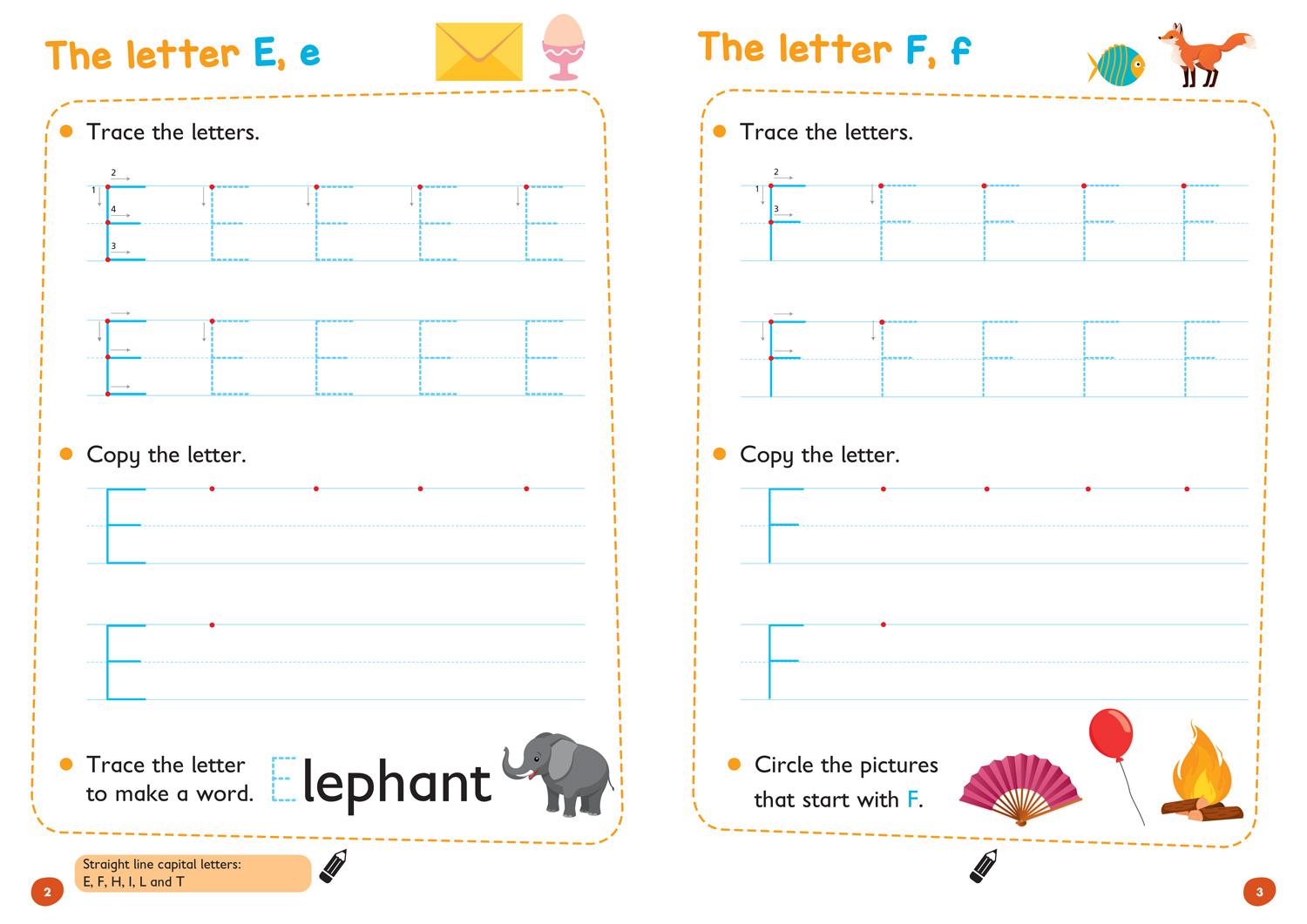 Beispielinhalt (Bild) Upper Case Letters Age 3-5 Wipe Clean Activity Book