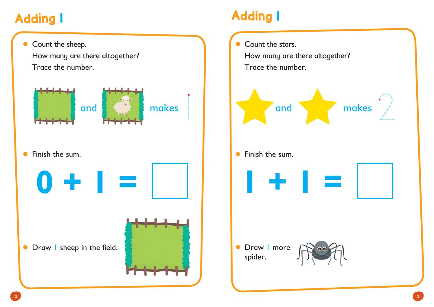Beispielinhalt (Bild) First Sums Age 3-5 Wipe Clean Activity Book