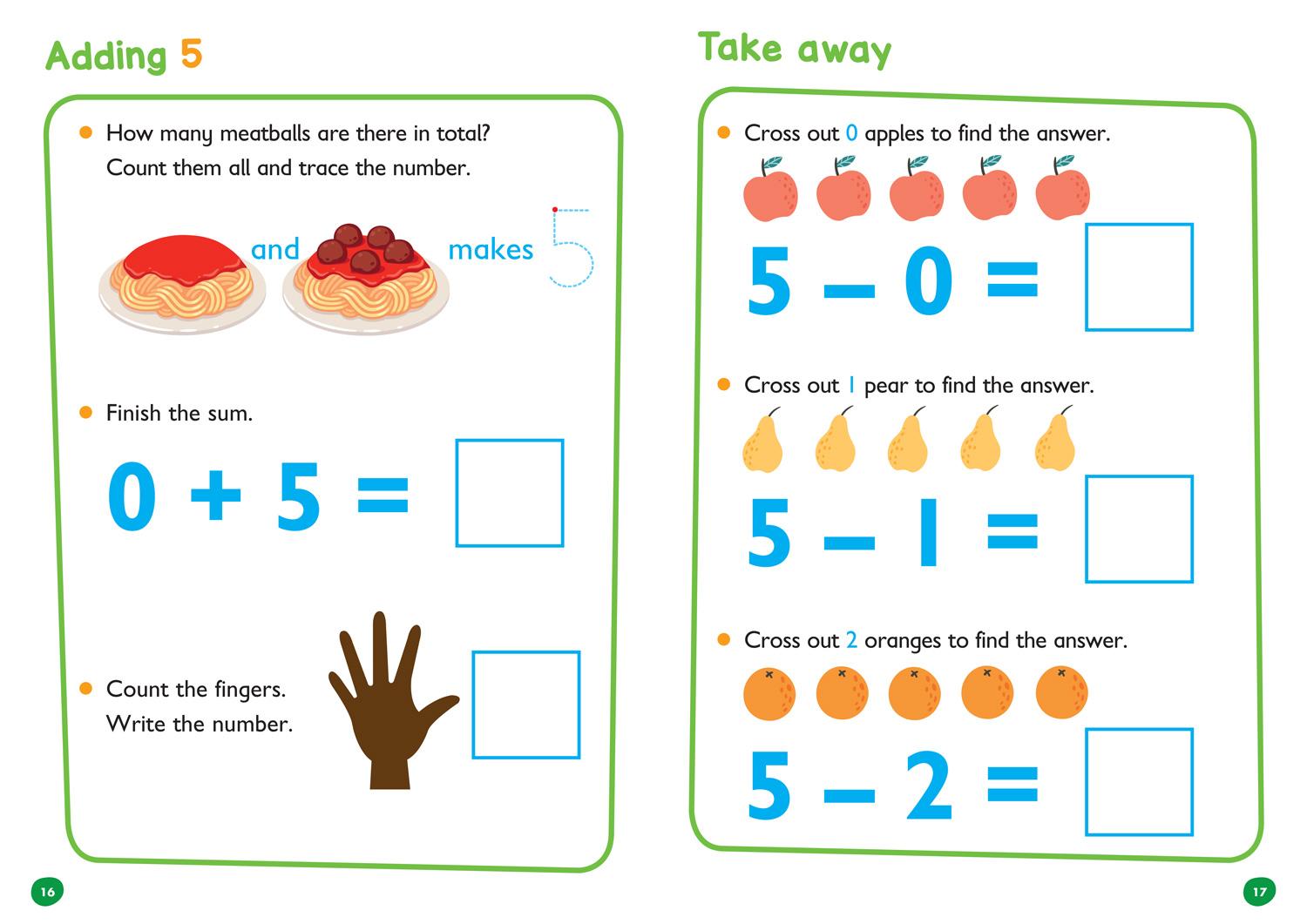 Beispielinhalt (Bild) First Sums Age 3-5 Wipe Clean Activity Book