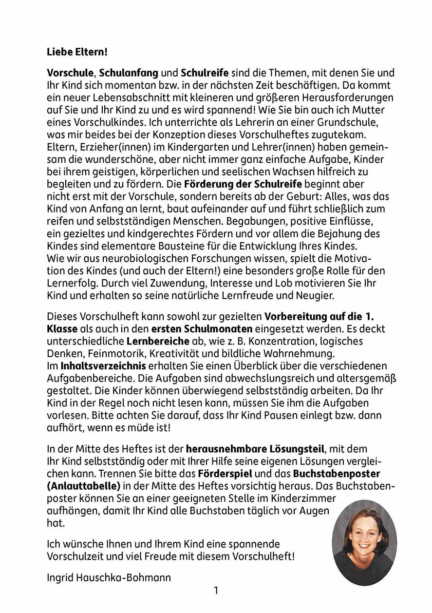 Beispielinhalt (Bild) Vorschule: Schulreife fördern