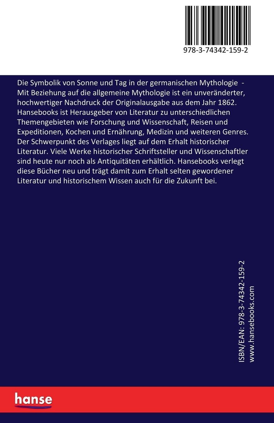Rückseitencover Die Symbolik von Sonne und Tag in der germanischen Mythologie