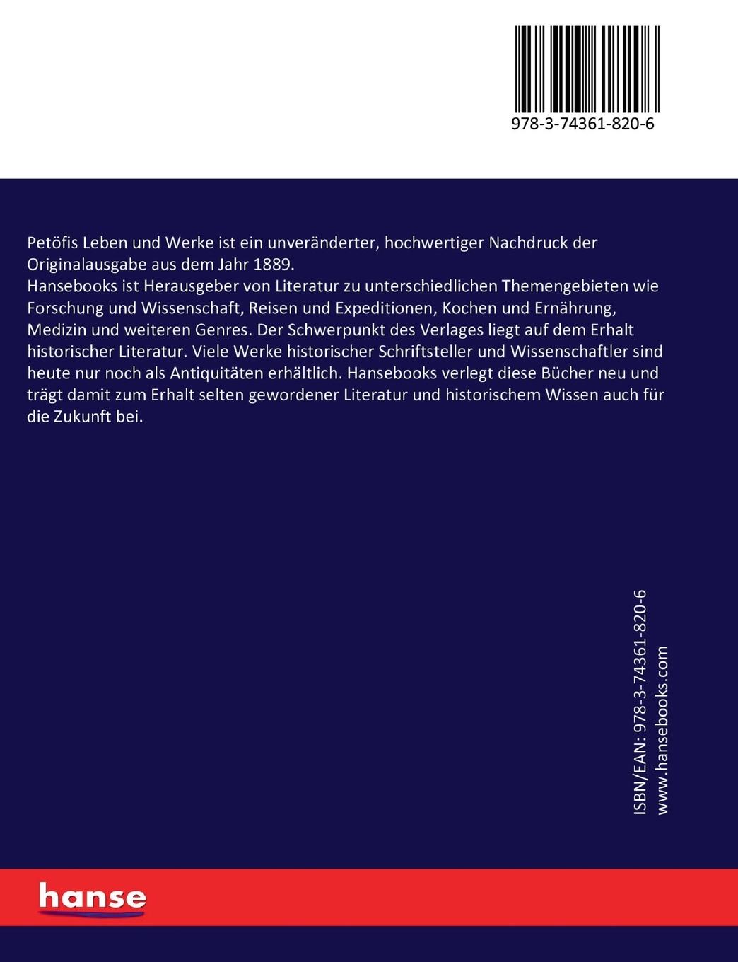 Rückseitencover Petöfis Leben und Werke