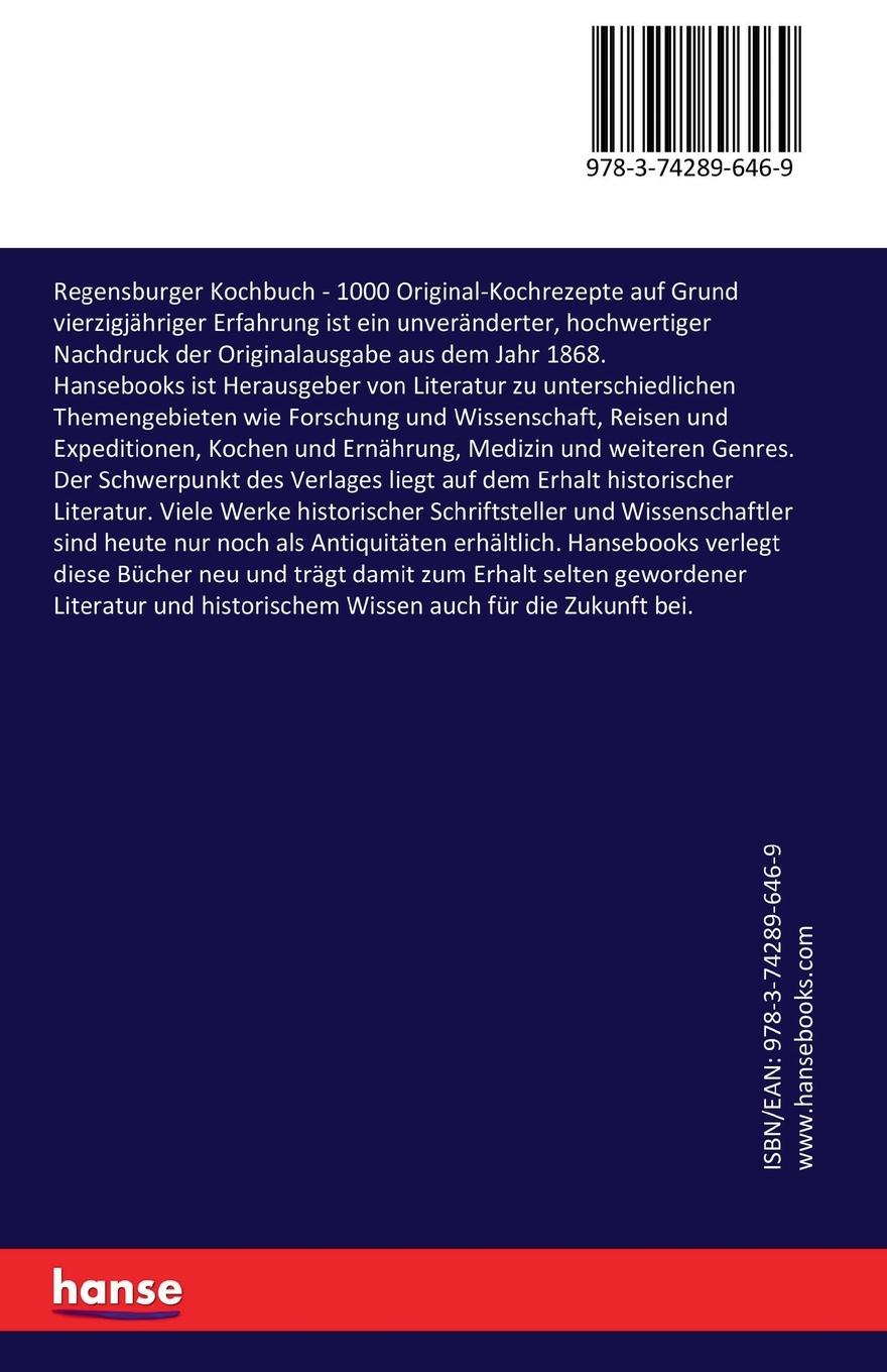 Rückseitencover Regensburger Kochbuch