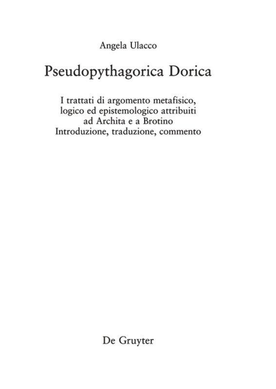 Vorderes Coverbild Pseudopythagorica Dorica