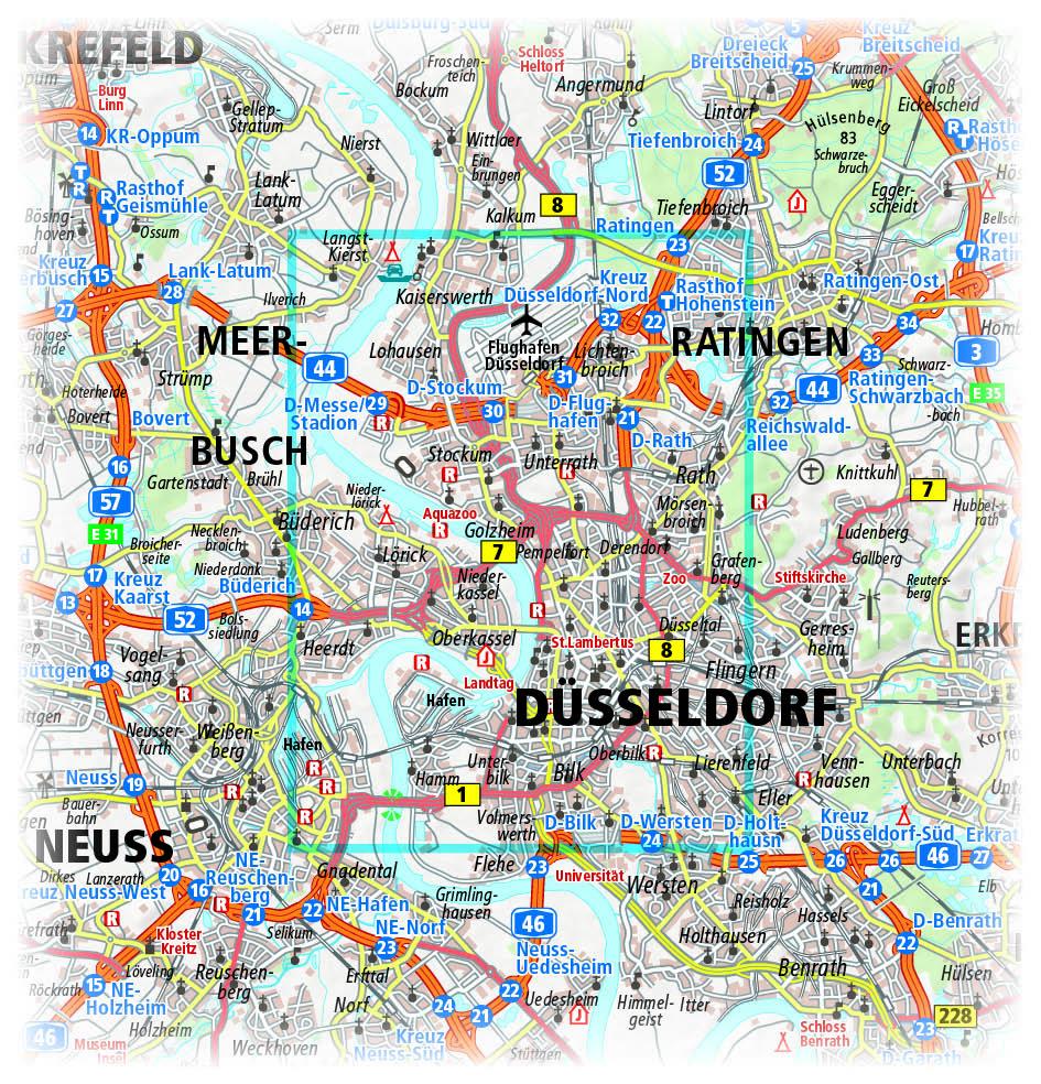 Beispielinhalt (Bild) Düsseldorf. Stadtplan 1:16 000