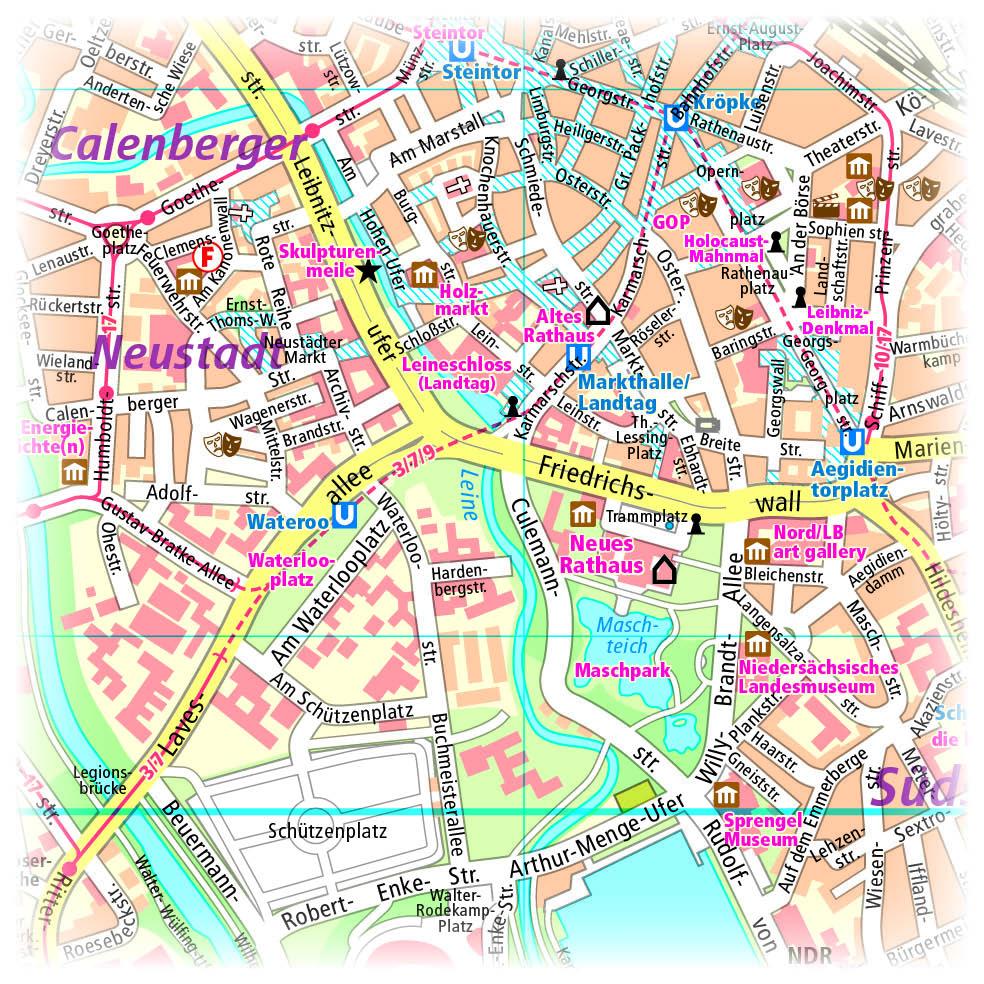Beispielinhalt (Bild) Hannover. Innenstadtplan 1:18 000