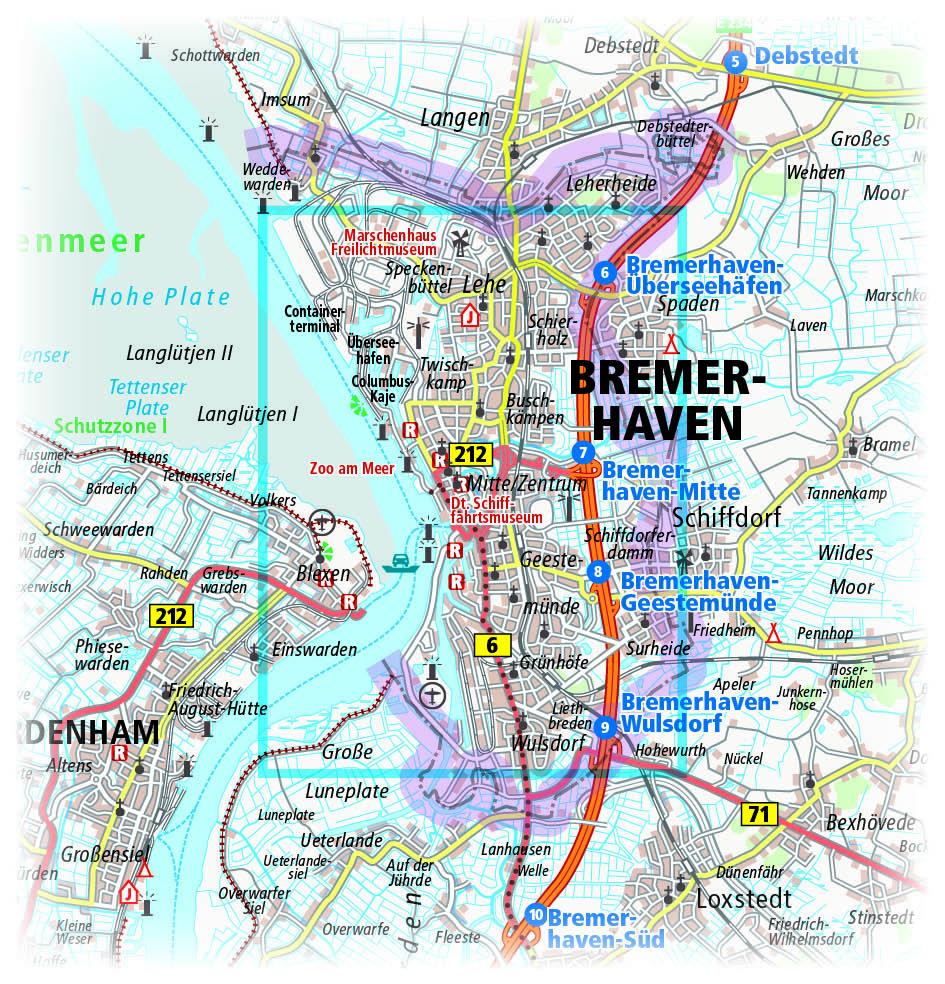 Beispielinhalt (Bild) Bremerhaven. Stadtplan 1 : 16 000