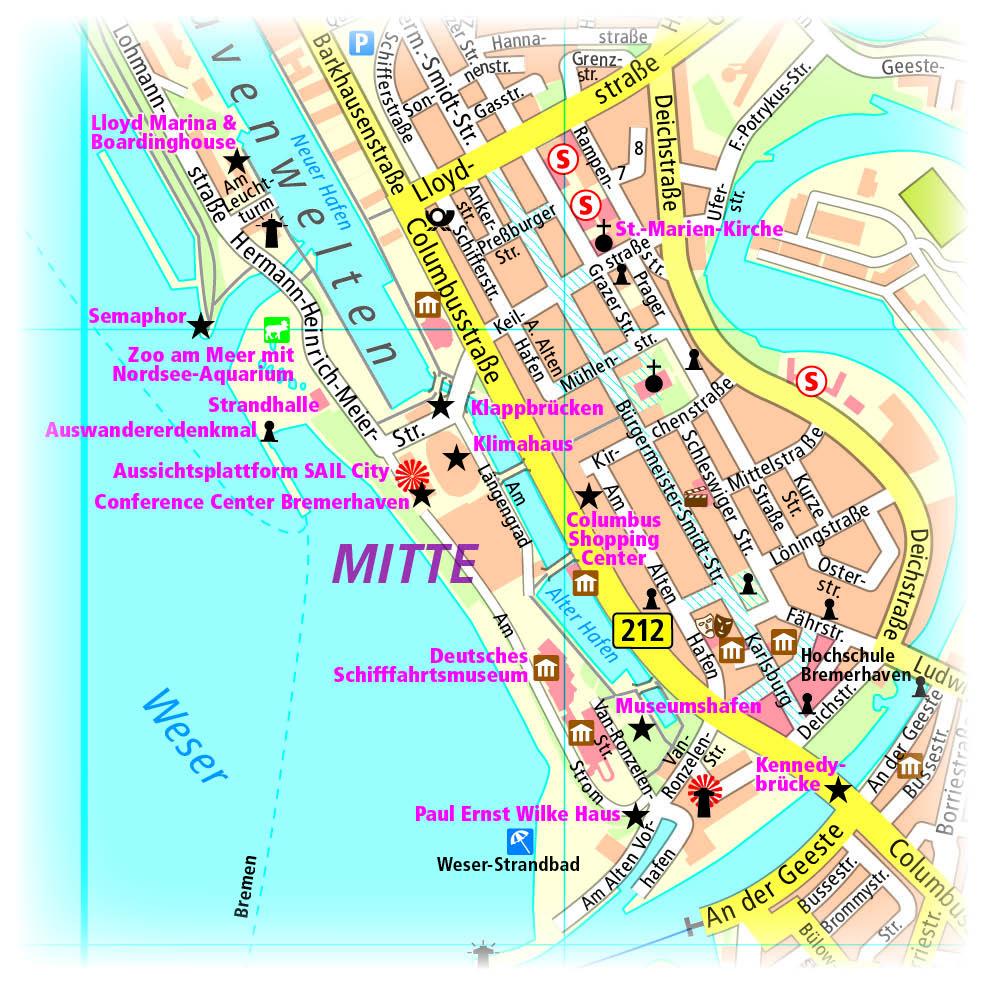 Beispielinhalt (Bild) Bremerhaven. Stadtplan 1 : 16 000
