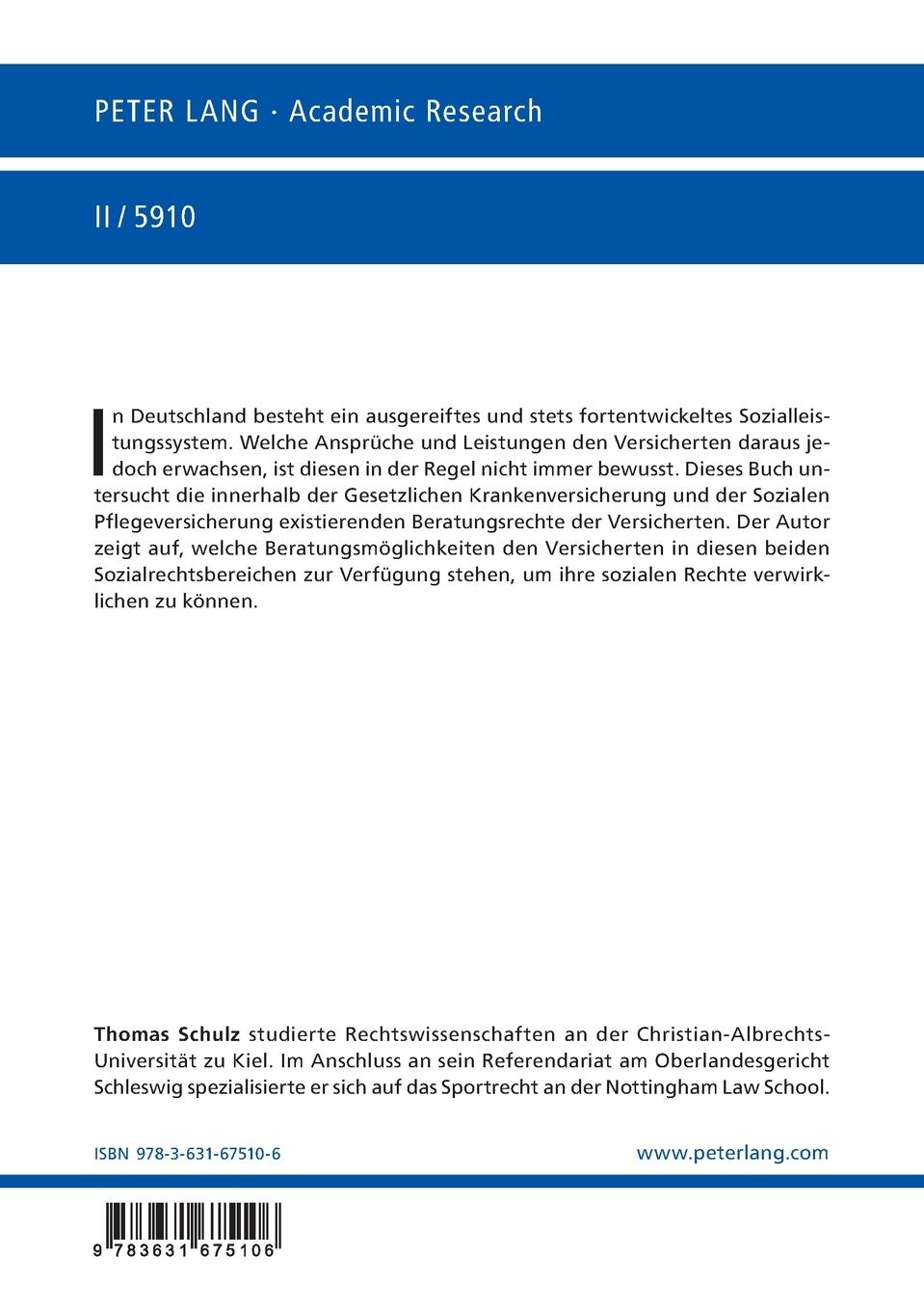 Rückseitencover Recht auf Beratung in der Gesetzlichen Krankenversicherung und in der Sozialen Pflegeversicherung
