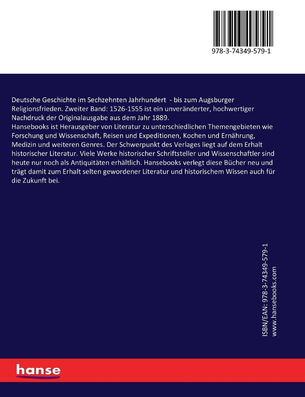 Rückseitencover Deutsche Geschichte im Sechzehnten Jahrhundert