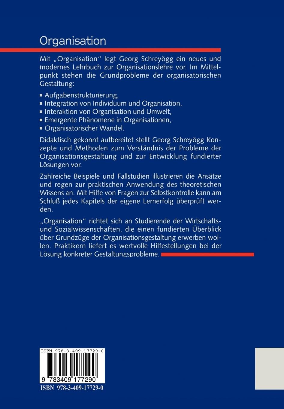 Rückseitencover Organisation