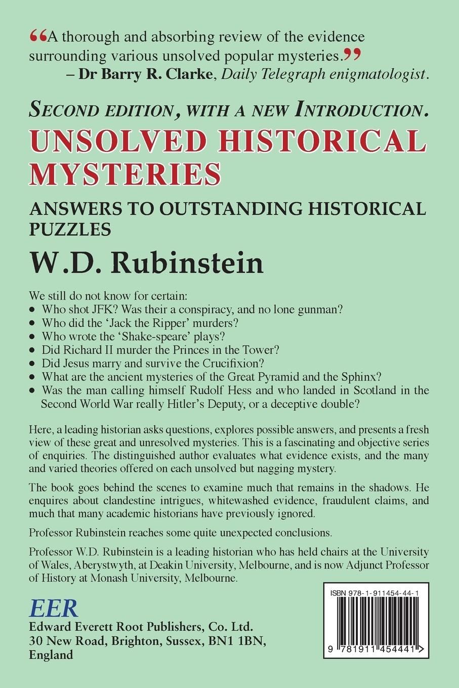 Rückseitencover Unsolved Historical Mysteries