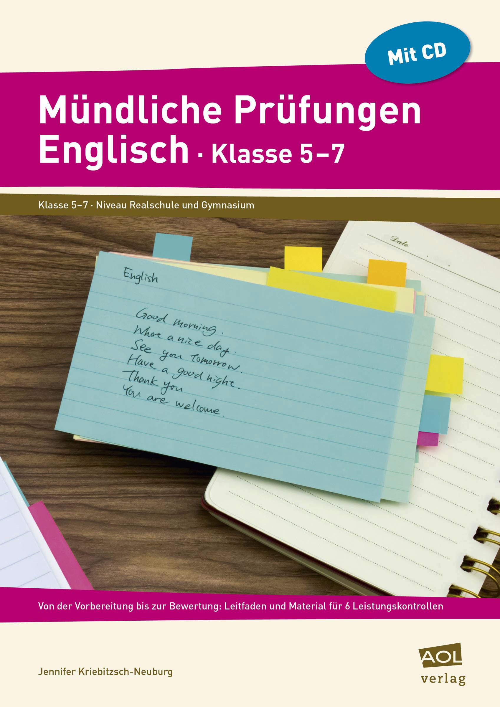 Vorderes Coverbild Mündliche Prüfungen Englisch - Klasse 5-7