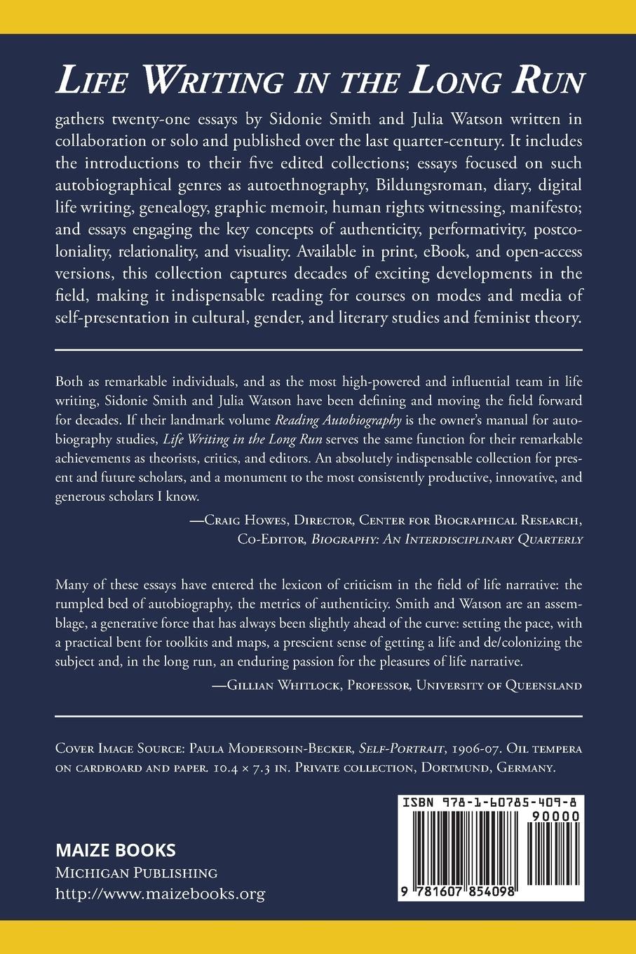 Rückseitencover Life Writing in the Long Run