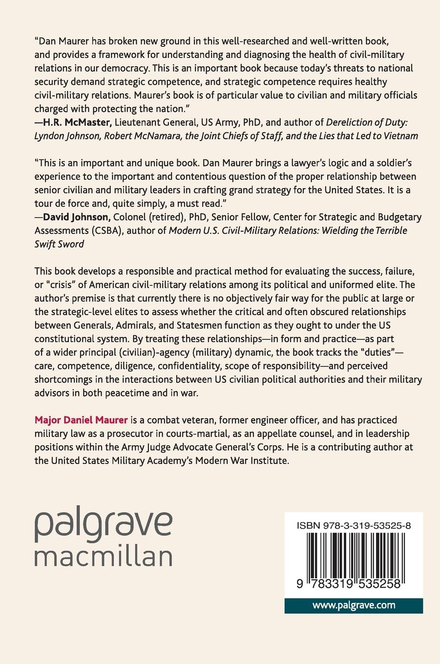 Rückseitencover Crisis, Agency, and Law in US Civil-Military Relations