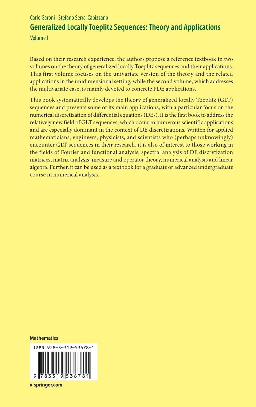 Rückseitencover Generalized Locally Toeplitz Sequences: Theory and Applications