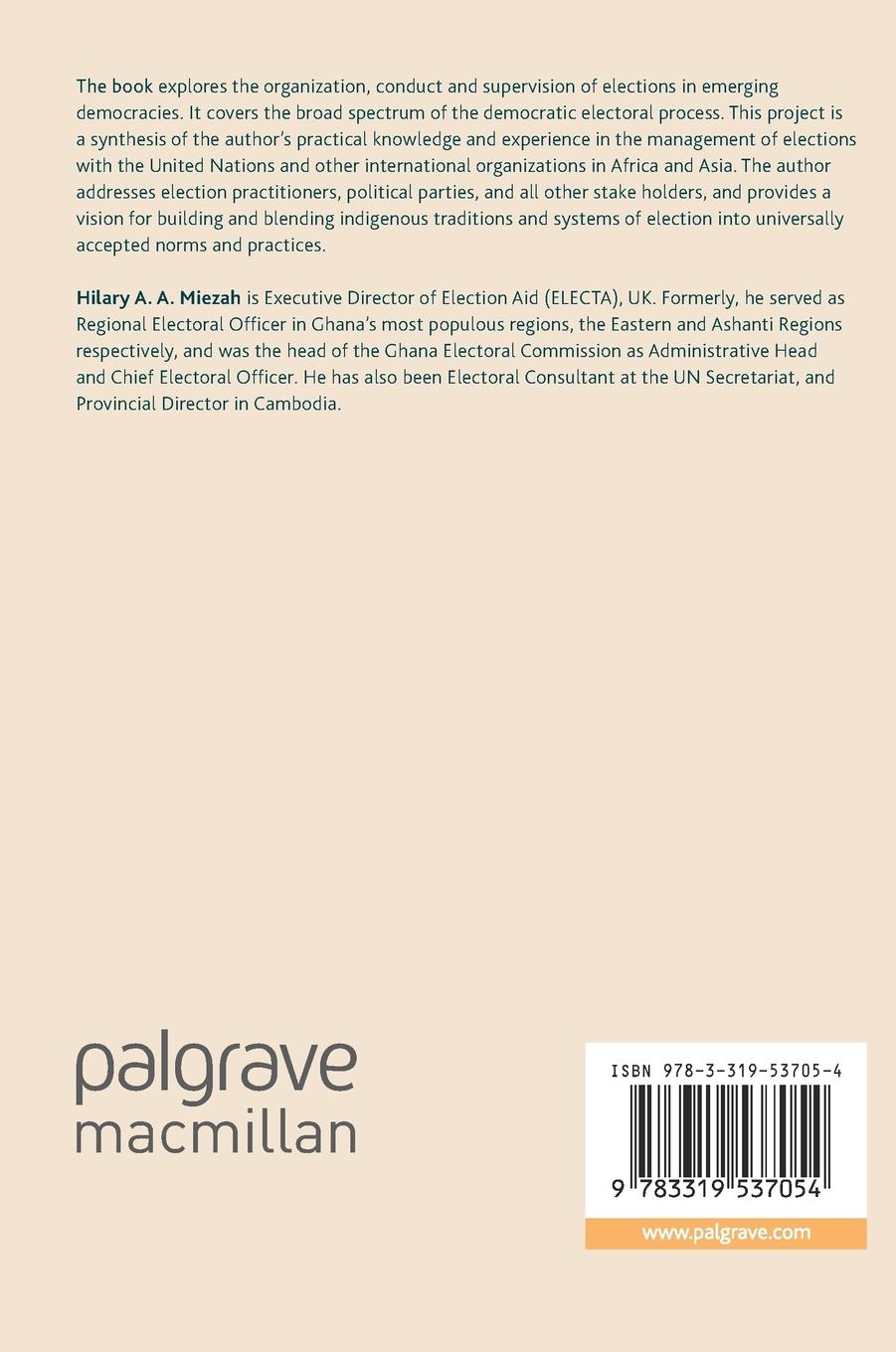 Rückseitencover Elections in African Developing Democracies