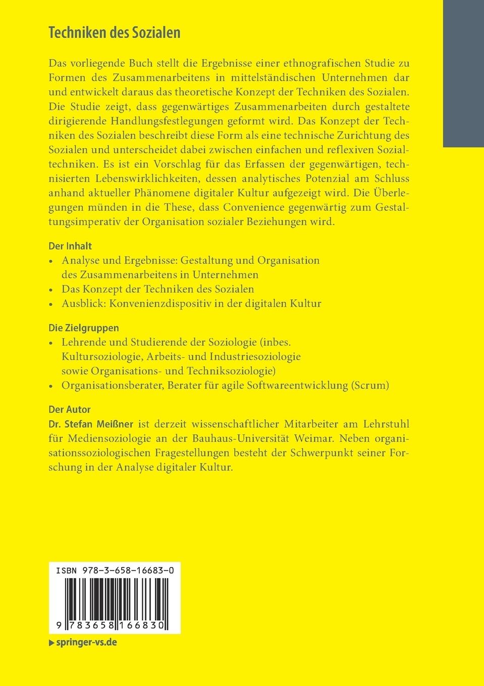 Rückseitencover Techniken des Sozialen