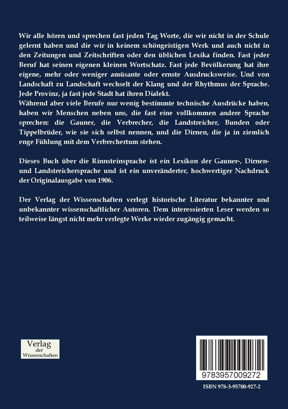 Rückseitencover Rinnsteinsprache