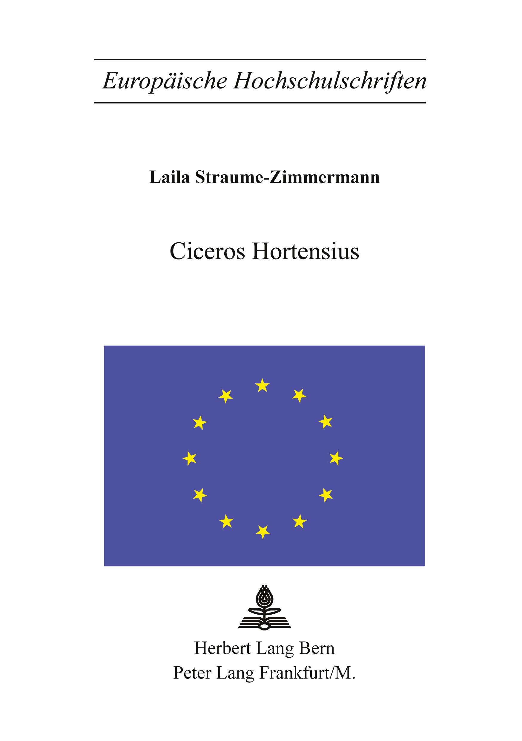 Vorderes Coverbild Ciceros Hortensius