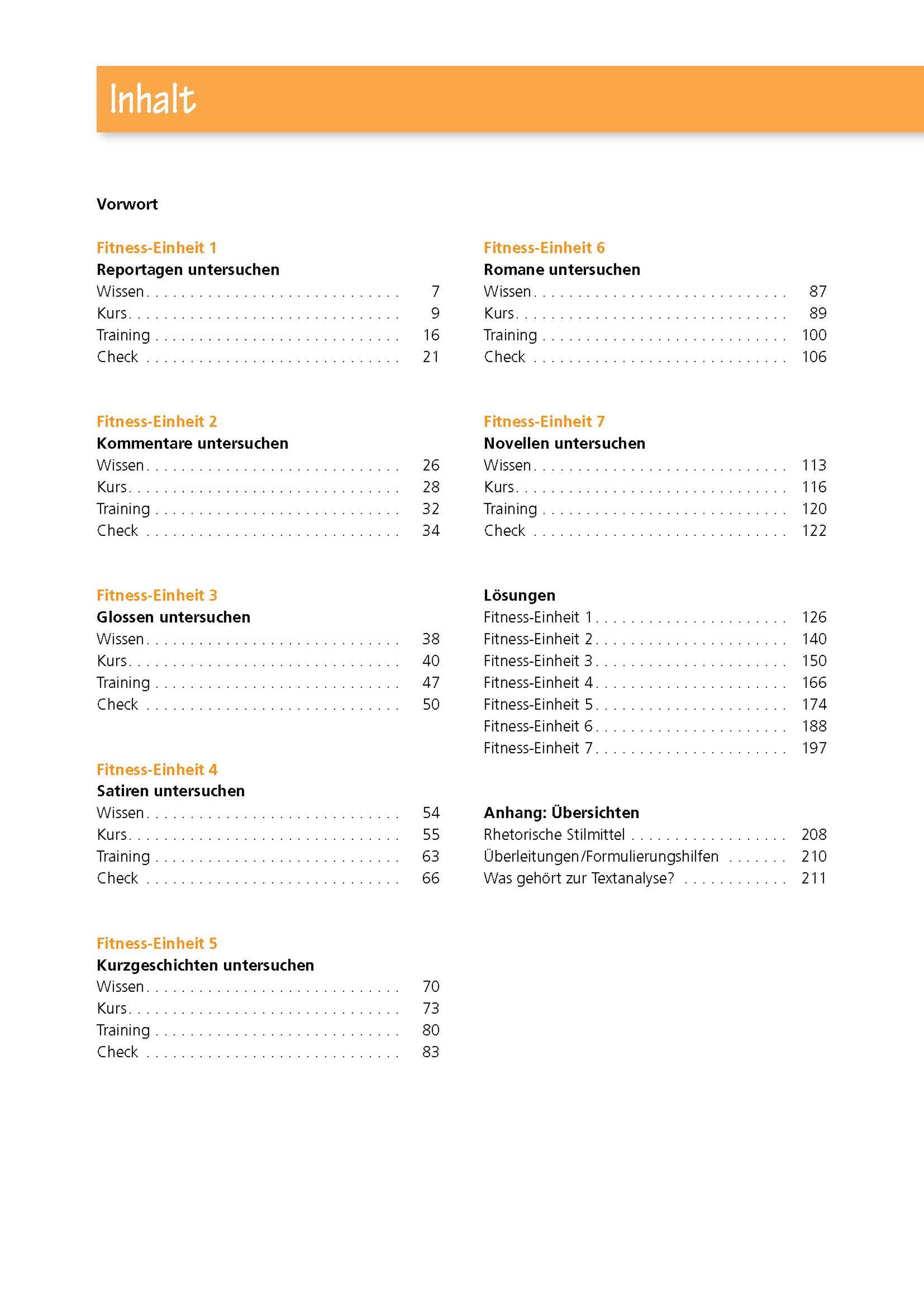 Beispielinhalt (Bild) Texte analysieren und verfassen: Reportagen, Kommentare, Glossen, Satiren, Kurzgeschichten, Romane und Novellen + Aufgaben mit Lösungen. Deutsch Klasse 8-10.