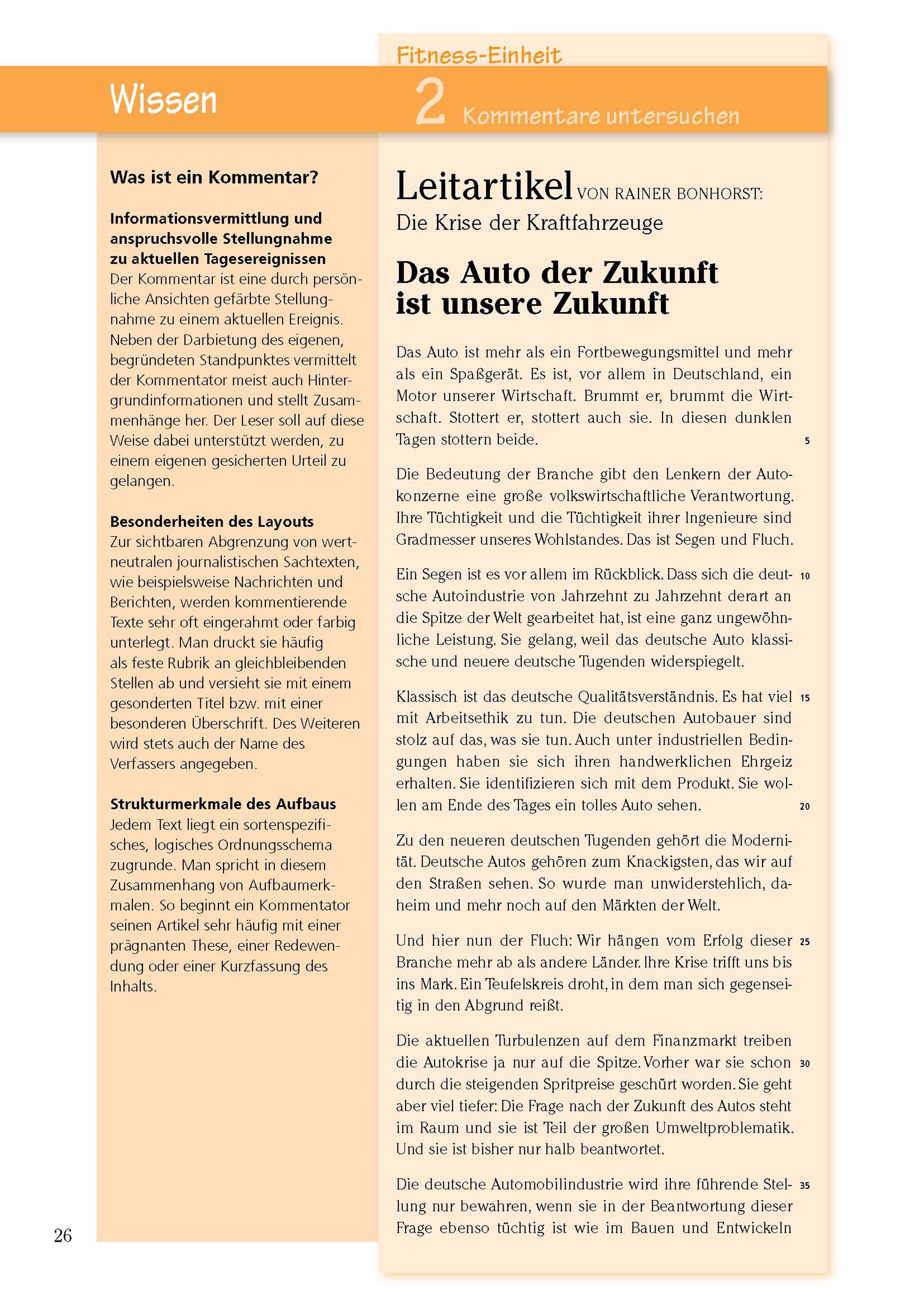 Beispielinhalt (Bild) Texte analysieren und verfassen: Reportagen, Kommentare, Glossen, Satiren, Kurzgeschichten, Romane und Novellen + Aufgaben mit Lösungen. Deutsch Klasse 8-10.