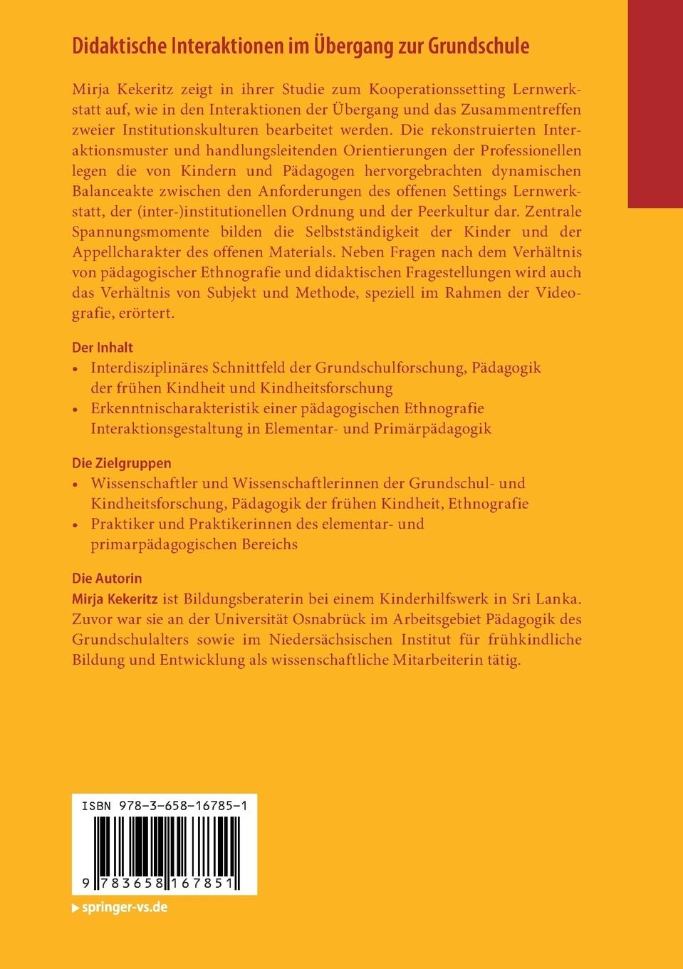 Rückseitencover Didaktische Interaktionen im Übergang zur Grundschule