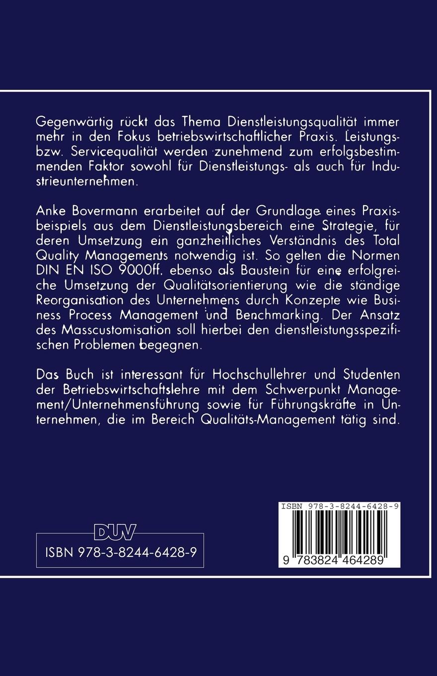 Rückseitencover Dienstleistungsqualität durch Total Quality Management