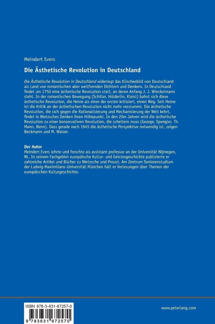 Rückseitencover Die Ästhetische Revolution in Deutschland