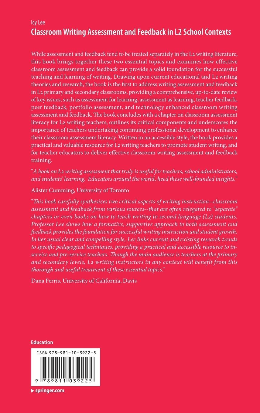 Rückseitencover Classroom Writing Assessment and Feedback in L2 School Contexts