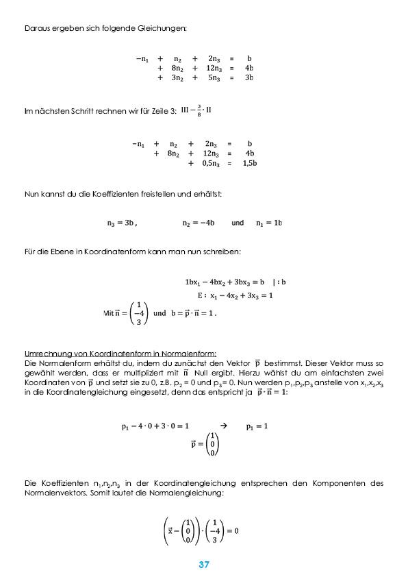 Beispielinhalt (Bild) Mathematik Oberstufe Teil 3 - Vektorrechnung Abitur StrandMathe Übungsheft und Lernheft Gymnasium Klasse 12/13: Matheaufgaben der Schule üben - Lernvideos - Lösungswege - Rechenschritte