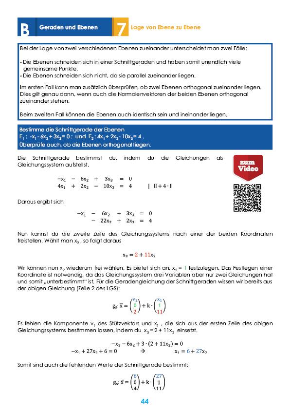 Beispielinhalt (Bild) Mathematik Oberstufe Teil 3 - Vektorrechnung Abitur StrandMathe Übungsheft und Lernheft Gymnasium Klasse 12/13: Matheaufgaben der Schule üben - Lernvideos - Lösungswege - Rechenschritte