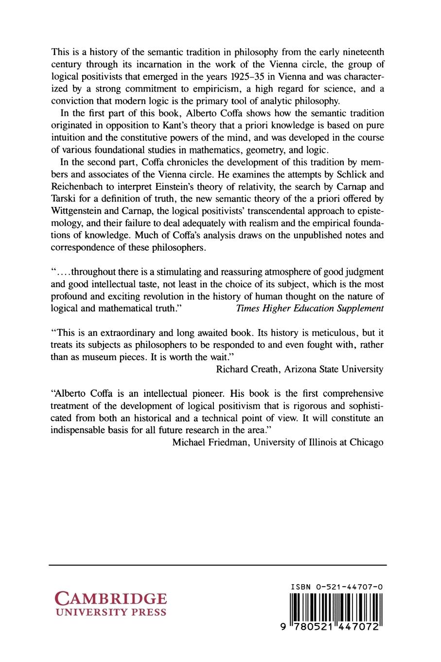 Rückseitencover The Semantic Tradition from Kant to Carnap