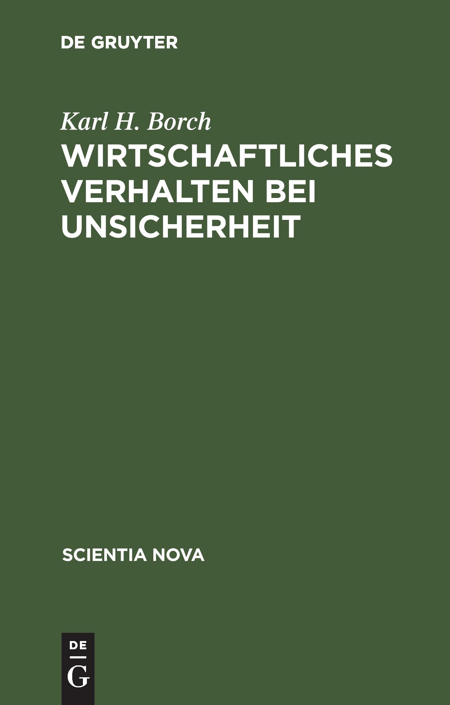 Vorderes Coverbild Wirtschaftliches Verhalten bei Unsicherheit