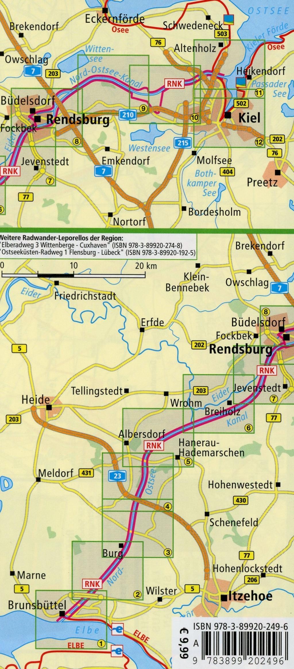 Beispielinhalt (Bild) Radwanderkarte Radroute Nord-Ostsee-Kanal 1 : 50 000