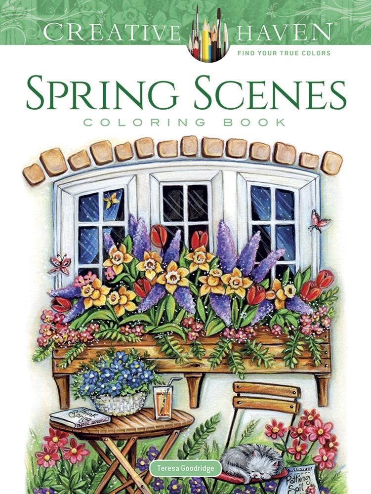 Vorderes Coverbild Creative Haven Spring Scenes Coloring Book