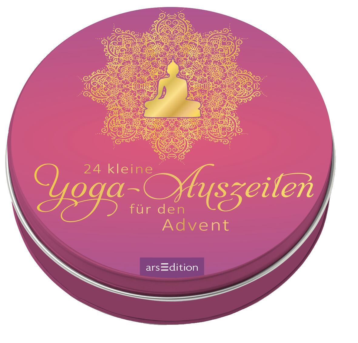 Vorderes Coverbild Adventskalender in der Dose. 24 kleine Yoga-Auszeiten für den Advent