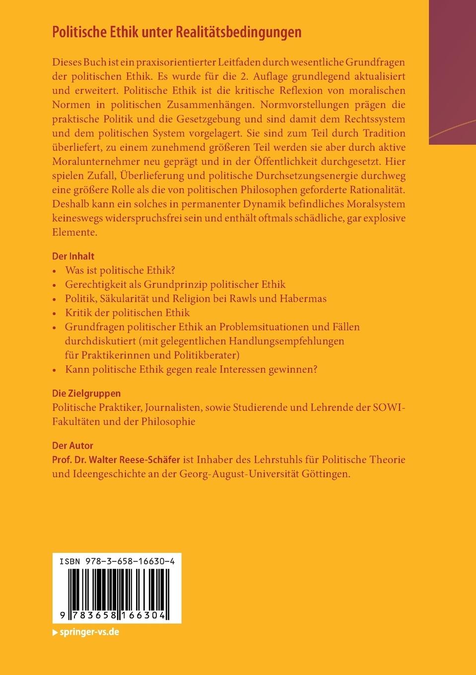 Rückseitencover Politische Ethik unter Realitätsbedingungen
