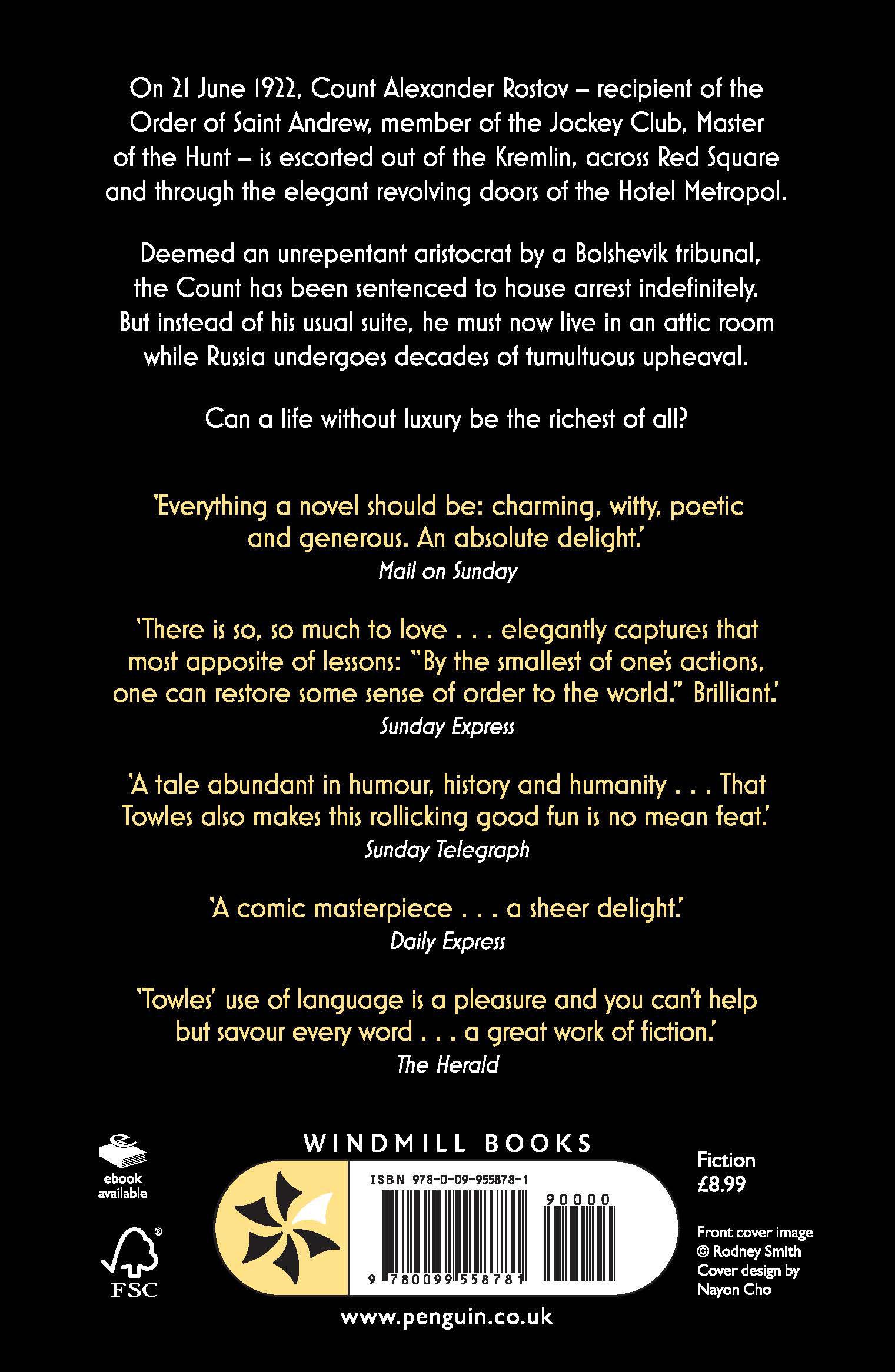 Rückseitencover A Gentleman in Moscow